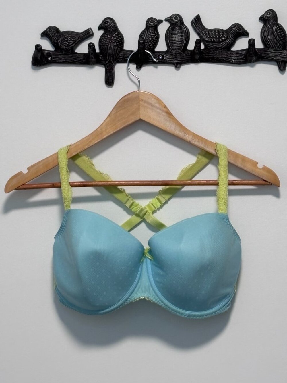 32 G - Convertible Turquoise and Lime Lace Bra